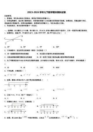 浙江省嘉兴市海宁市第一2024届七下数学期末统考试题含解析.doc