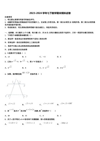 浙江省嘉兴市秀洲区、经开区七校联考2024届七年级数学第二学期期末教学质量检测试题含解析.doc