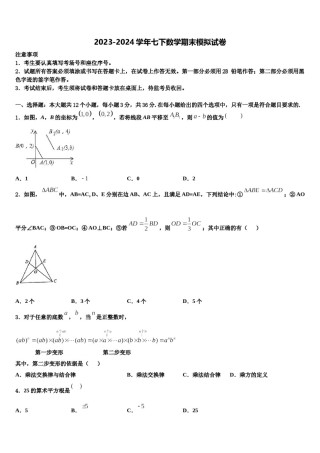 浙江省宁波市慈溪市部分学校2024届七下数学期末考试试题含解析.doc