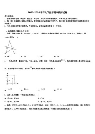 浙江省宁波市鄞州区董玉娣中学2024年七年级数学第二学期期末预测试题含解析.doc