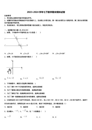 浙江省温州实验中学2024年七下数学期末学业质量监测试题含解析.doc