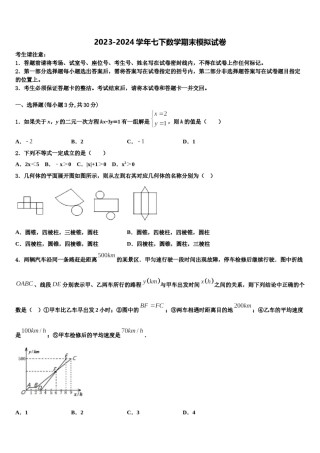 浙江省温州市八中学2024年七下数学期末学业水平测试试题含解析.doc