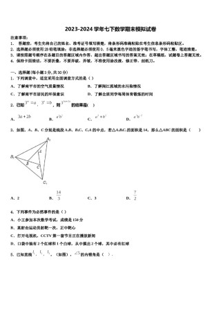 浙江省绍兴市诸暨市浣江教育集团2024届七下数学期末统考模拟试题含解析.doc