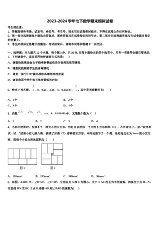 浙江省金华市金东区2024届七下数学期末检测模拟试题含解析.doc