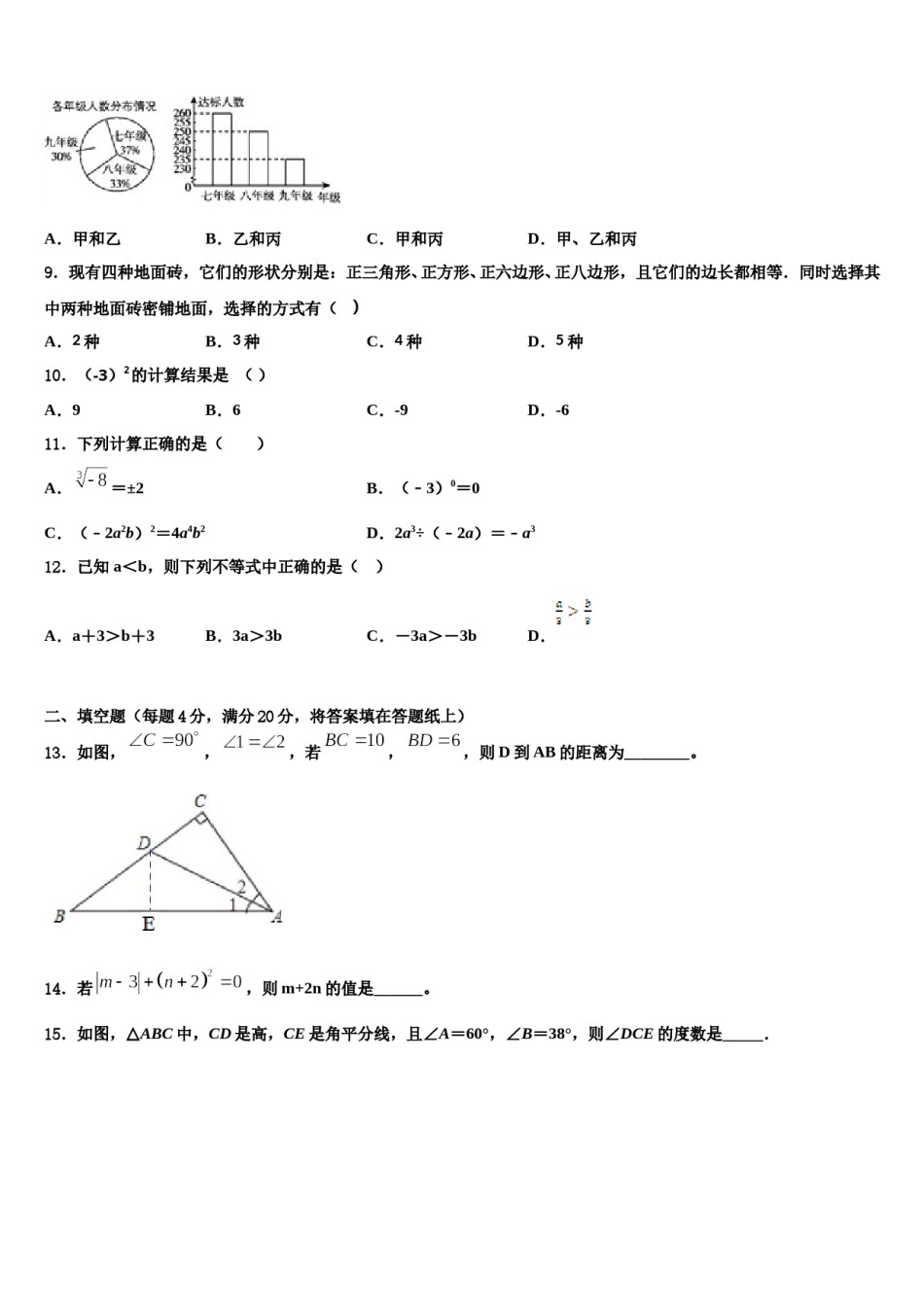 海南市重点中学2024届数学七下期末达标检测试题含解析.doc_第2页