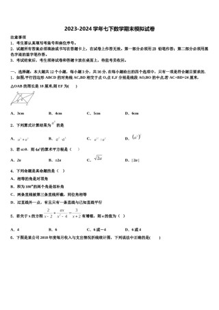 海南省三亚华侨学校2023-2024学年七下数学期末质量跟踪监视试题含解析.doc