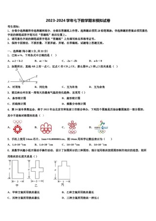 海南省海南枫叶国际学校2024年七下数学期末达标检测模拟试题含解析.doc