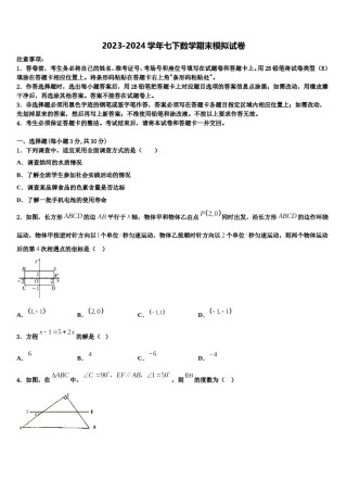 海南省海口五中2024届七年级数学第二学期期末检测试题含解析.doc