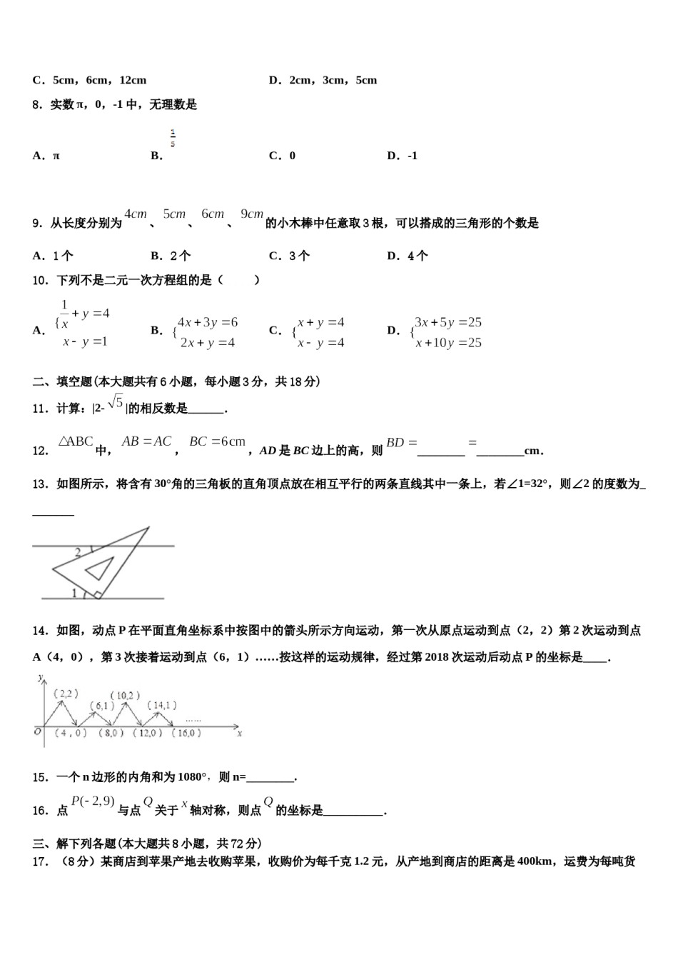 湖北省十堰市竹溪县2024年七年级数学第二学期期末检测模拟试题含解析.doc_第2页