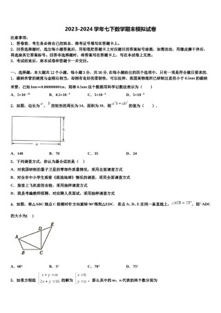 湖北省恩施土家族苗族自治州利川市2023-2024学年七下数学期末经典模拟试题含解析.doc