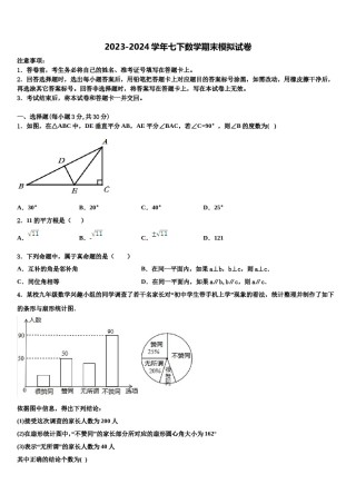 湖北省恩施市龙凤镇民族初级中学2024年七下数学期末统考试题含解析.doc