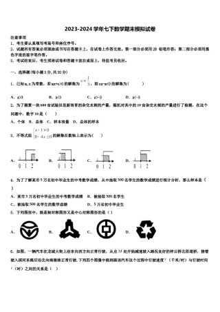 湖北省武汉东湖高新区六校联考2023-2024学年七下数学期末复习检测模拟试题含解析.doc