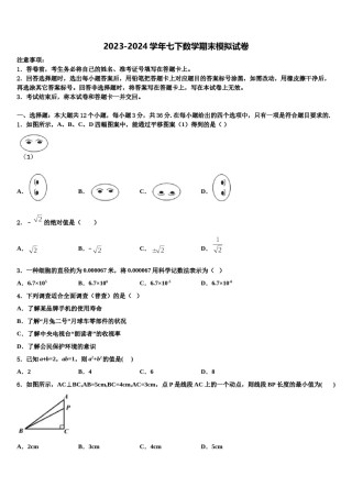 湖北省武汉十二中学2024届七下数学期末统考模拟试题含解析.doc