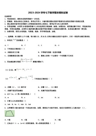湖北省武汉市七一（华源）中学2024年数学七下期末复习检测模拟试题含解析.doc
