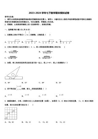 湖北省武汉市六中学致诚中学2023-2024学年七下数学期末综合测试试题含解析.doc