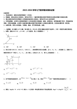 湖北省武汉市洪山高级中学2023-2024学年数学七下期末复习检测试题含解析.doc