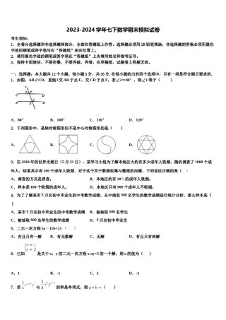 湖北省武汉青山区2023-2024学年七下数学期末监测试题含解析.doc