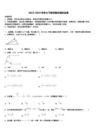 湖北省襄阳市老河口市第四中学2023-2024学年数学七下期末经典试题含解析.doc