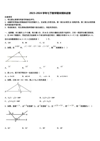湖北省随州市高新区2023-2024学年七下数学期末经典模拟试题含解析.doc