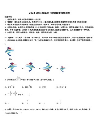 湖北省黄冈市红安县2023-2024学年七年级数学第二学期期末综合测试试题含解析.doc