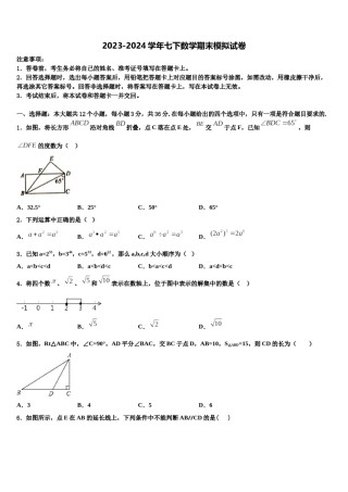 湖北省黄冈市黄冈中学2024年七下数学期末经典试题含解析.doc
