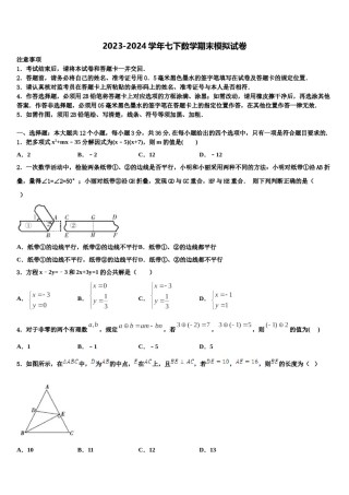 湖北省黄石市富池片区2023-2024学年数学七下期末学业质量监测试题含解析.doc