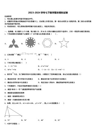 湖南常德芷兰实验学校2024届七年级数学第二学期期末检测模拟试题含解析.doc