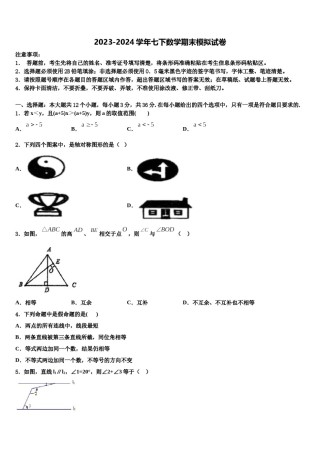 湖南广益实验中学2023-2024学年数学七下期末联考试题含解析.doc