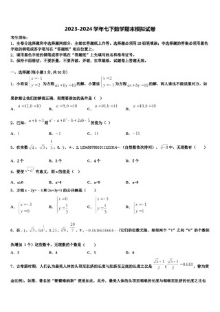 湖南省桂阳县2023-2024学年七年级数学第二学期期末学业质量监测模拟试题含解析.doc
