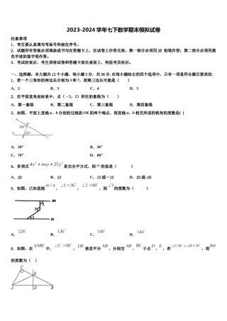湖南省永州市祁阳县2023-2024学年七下数学期末监测试题含解析.doc