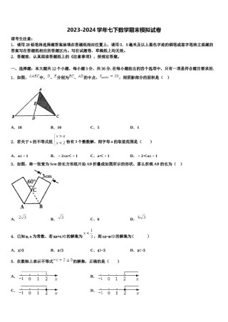 湖南省江华瑶族自治县2023-2024学年数学七下期末统考模拟试题含解析.doc