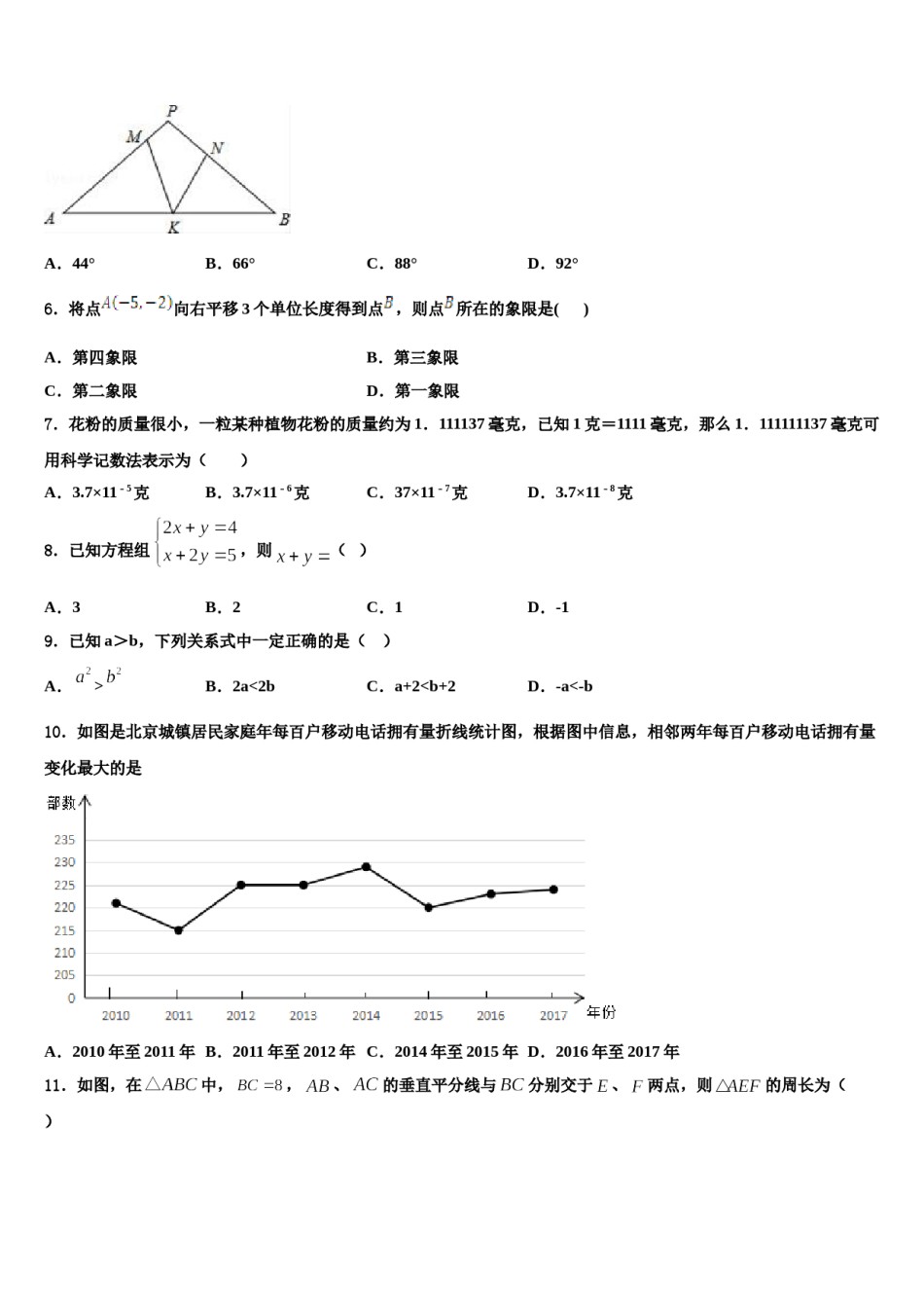 湖南省耒阳市2024年七年级数学第二学期期末学业质量监测模拟试题含解析.doc_第2页