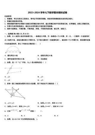 湖南省茶陵县2024年七年级数学第二学期期末经典模拟试题含解析.doc
