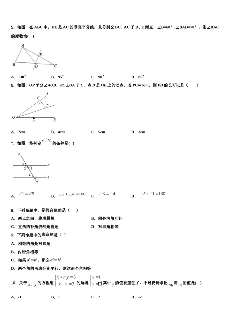 湖南省衡阳市名校2023-2024学年七年级数学第二学期期末预测试题含解析.doc_第2页