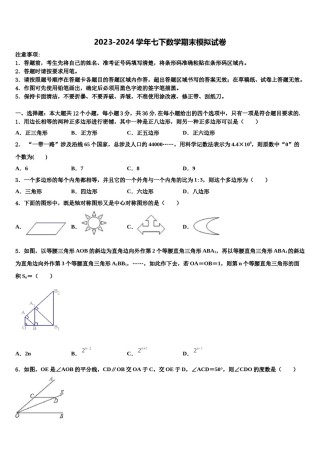 湖南省邵阳市五四中学2024年七下数学期末统考试题含解析.doc
