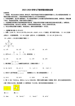 湖南省邵阳市洞口县2024届七下数学期末复习检测试题含解析.doc