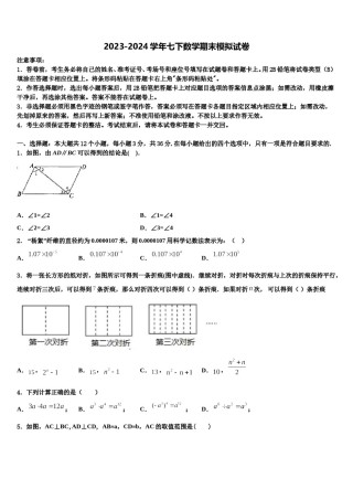 湖南省长沙市岳麓区长郡梅溪湖2024届七下数学期末复习检测试题含解析.doc
