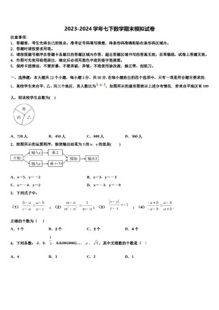 湖南省长沙市雅礼教育集团2024届七下数学期末检测模拟试题含解析.doc