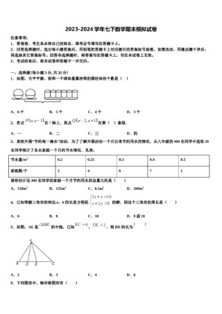 湖南省长沙市雨花区2023-2024学年七年级数学第二学期期末考试试题含解析.doc