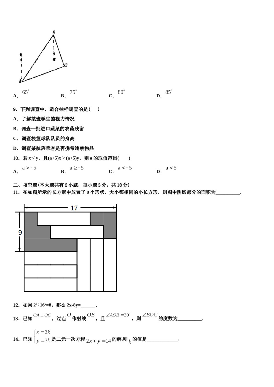 湖南省隆回县2023-2024学年七年级数学第二学期期末综合测试模拟试题含解析.doc_第3页