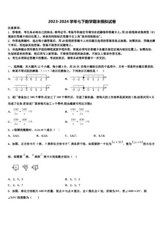 湖南长沙市长郡教育集团2023-2024学年数学七下期末综合测试试题含解析.doc