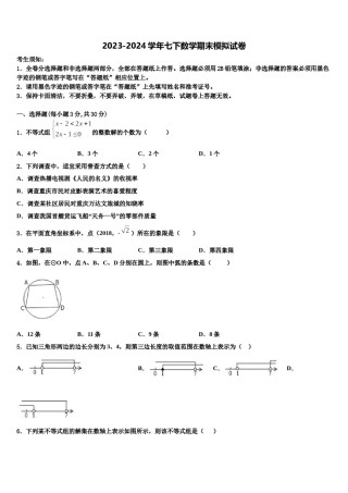 湖南长沙长郡中学2023-2024学年数学七下期末达标检测试题含解析.doc