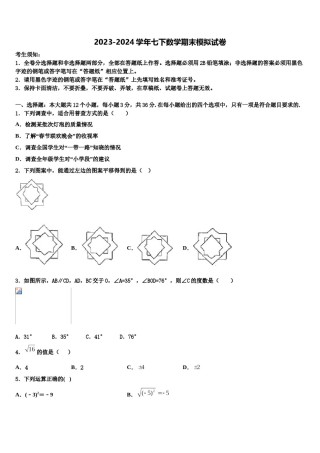 漯河市重点中学2024年数学七下期末统考试题含解析.doc