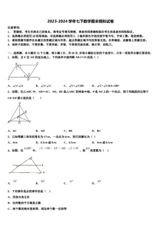 漳州市重点中学2024年七年级数学第二学期期末联考模拟试题含解析.doc
