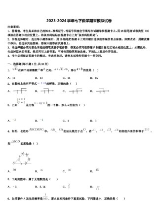 甘肃省会师中学2024届七下数学期末学业质量监测模拟试题含解析.doc
