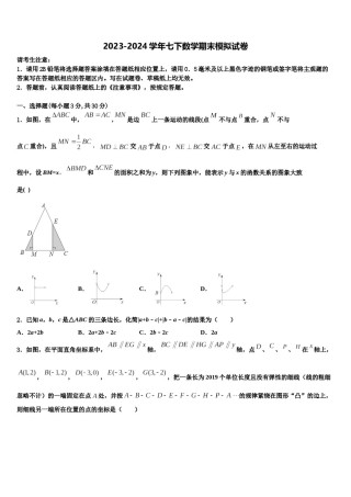 甘肃省张掖市城关初中2024届七年级数学第二学期期末调研试题含解析.doc