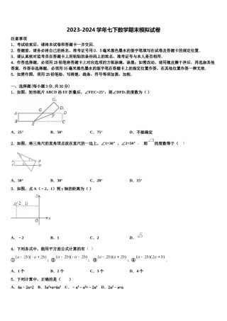 甘肃省武威第八中学2023-2024学年数学七下期末学业水平测试试题含解析.doc