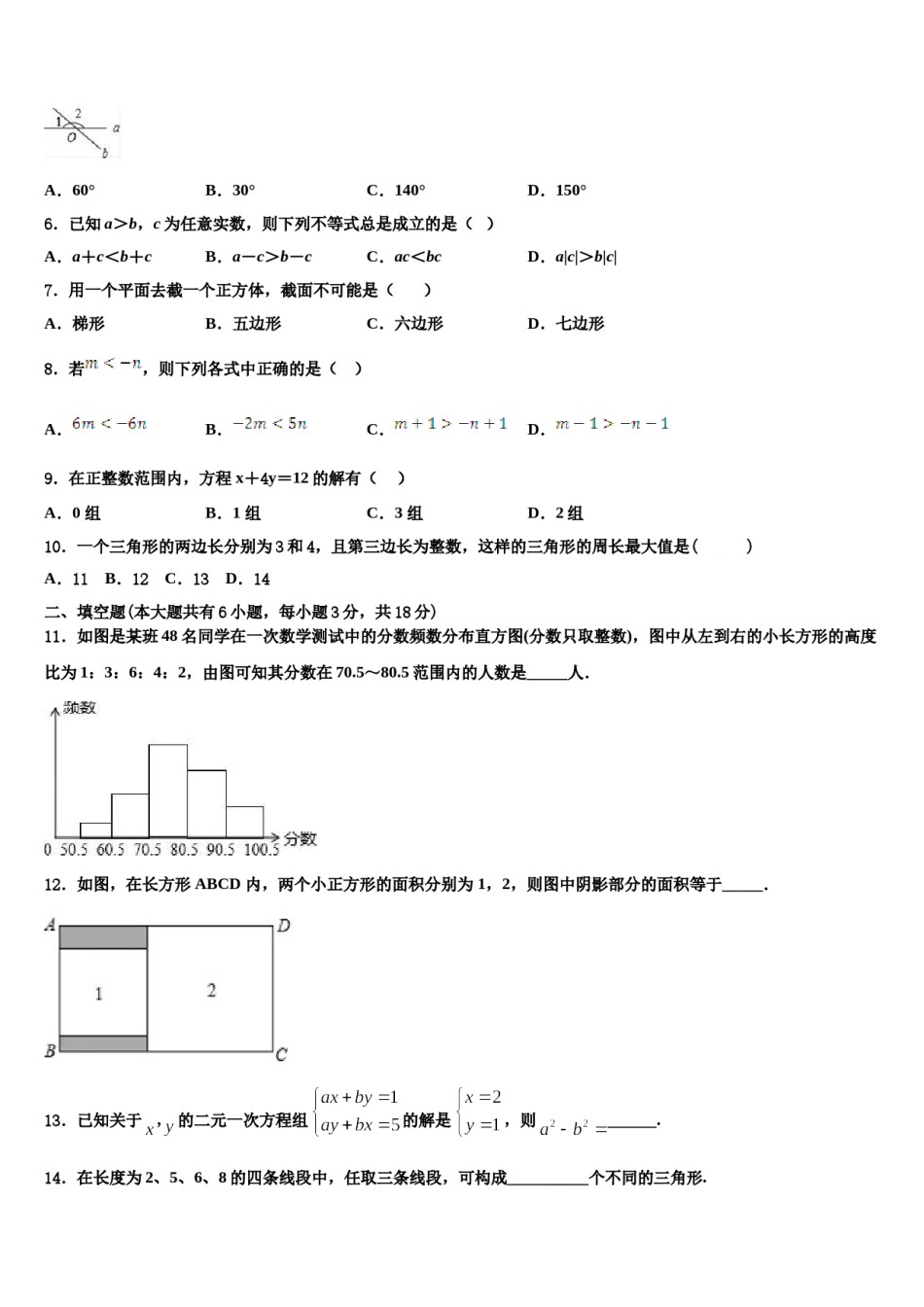 甘肃省渭源县2024年数学七下期末检测模拟试题含解析.doc_第2页