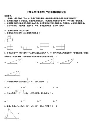 福建省三明市溪一中学2024年七下数学期末复习检测模拟试题含解析.doc