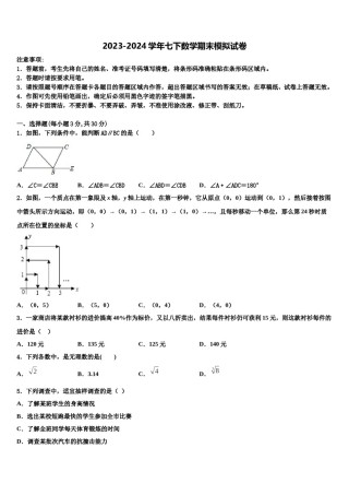 福建省厦门市思明区大同中学2024年七下数学期末质量检测试题含解析.doc